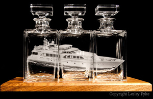 Lesley Pykes' work engraved glass called Superyacht