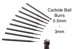 small carbide ball burrs for carving and engraving metal, stone, wood, plastic