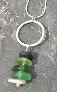 Sea glass and pebble pendant from the Rockpool Collection by Jillyflower Jewellery