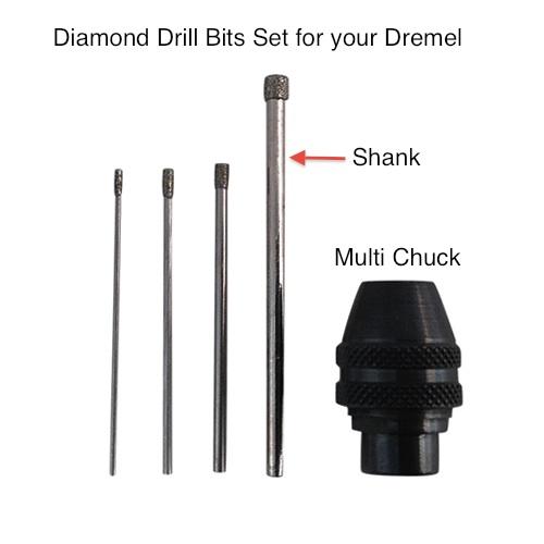 Dremel Multi Chuck and diamond drill bits for drilling jade